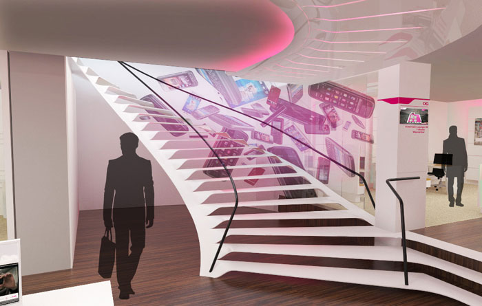 megasign/staircase with mediaprojection